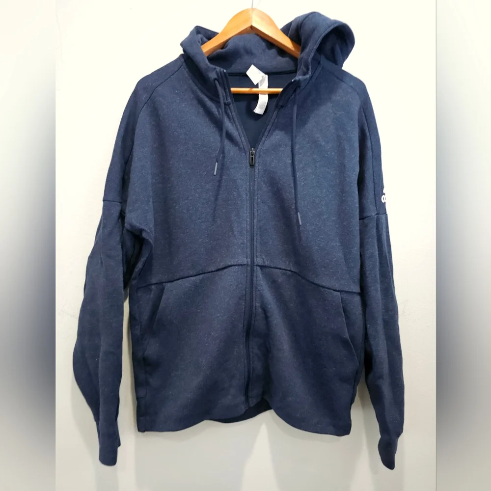 Men's adidas Id Stadium Fz Knit Gray Jacket DU1136 Hoodie Blue Nwot